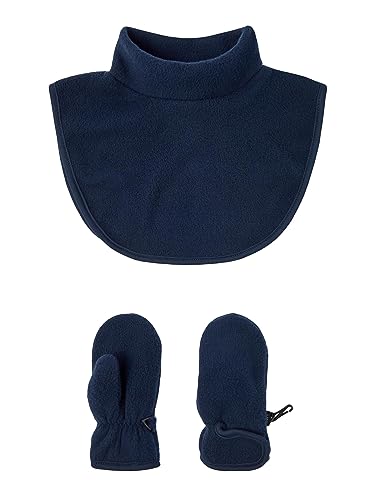 NAME IT Unisex NMNMAR Fleece 3FO Handschuh-Set, Dark Sapphire/Pack:W. Mittens and NECKWARMER, 4 von NAME IT