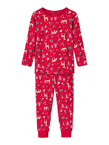 NAME IT Unisex NMNVISMAS LS NIGHTSET R Schlafanzug, Jester Red, 92 von NAME IT