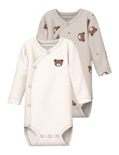 NAME IT Unisex Nbnbody 2P Ls Wrap Bear Noos, Pumice Stone, Numeric_62 (2er Pack) von NAME IT