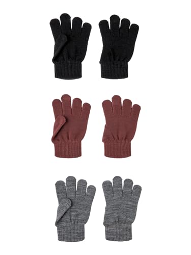 NAME IT Unisex Nknmagic Gloves 3p Noos Handschuhe, Nocturne/Pack:3 PACK WITH GREY MEL/BLACK, 7 EU von NAME IT