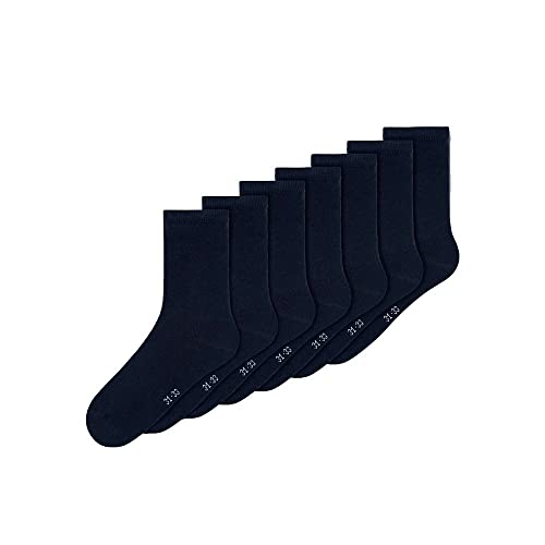 NAME IT Unisex Kinder Nknsock 7p Solid Noos Socken, Dark Sapphire, 30 von NAME IT