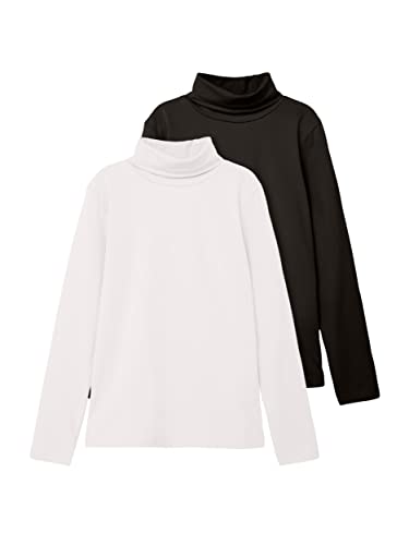 NAME IT Unisex NKNVIGGO 2P LS Slim Rollneck O NOOS Langarmshirt, White Alyssum/Pack:Black, 134/140 von NAME IT