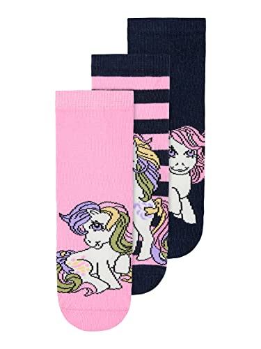 NAME IT Women's NMFNAOMLI MLP 2PK NOOS CPLG Socken, Dark Sapphire/Pack:3p Dark Sapp+CYCLANEN+Striped, 22/24 von NAME IT