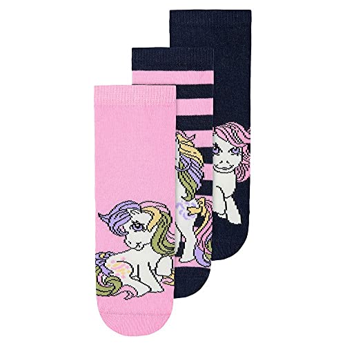 NAME IT Women's NMFNAOMLI MLP 2PK NOOS CPLG Socken, Dark Sapphire/Pack:3p Dark Sapp+CYCLANEN+Striped, 22/24 von NAME IT