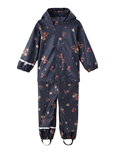 NAME IT Mädchen Nmfdry Rain Set Flower Fo Noos Jacke, Dark Sapphire, 98 EU von NAME IT