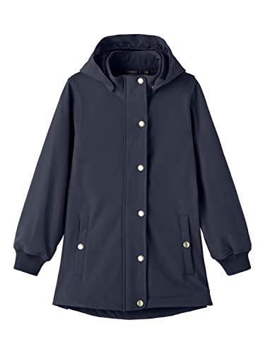 NAME IT Mädchen NKFALFA08 Jacket Buttons Long FO Regenjacke, Dark Sapphire, 122 von NAME IT