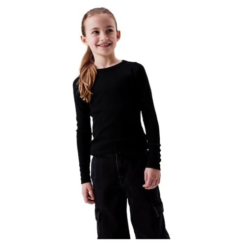 NAME IT Mädchen Nkfnakal Short Top Noos Langarmshirt, Schwarz, 158-164 EU von NAME IT