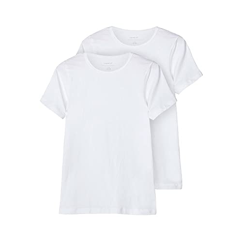 NAME IT Jungen Nkmt-shirt Slim 2p Noos T Shirt, Bright White, 158/164 EU von NAME IT