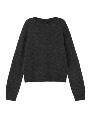 NAME IT Mädchen Nlflodet Short Knit Noos Strickpullover, Raven/Detail:14-1818, 146-152 EU von NAME IT