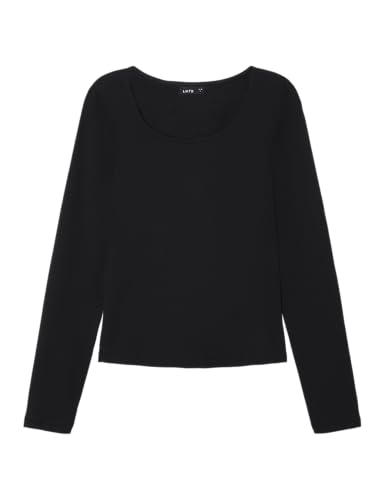NAME IT Mädchen Nlfnove Deep O-Neck Short Top Noos Langarmshirt, Schwarz, 170-176 EU von NAME IT