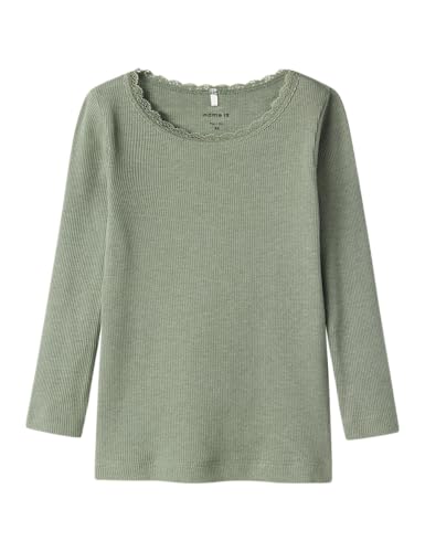 NAME IT Mädchen Nmfkab Ls Top Noos T Shirt 13198042,Lily Pad/Detail:Melange,92 von NAME IT