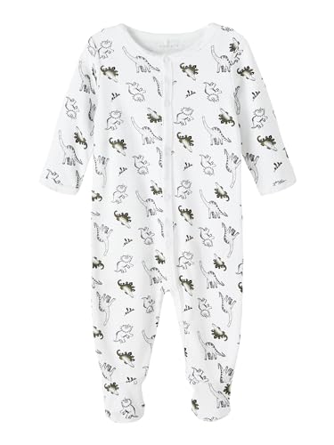 Name It Baby Strampler mit Dino Print mit Knöpfen Bright White-50 von NAME IT