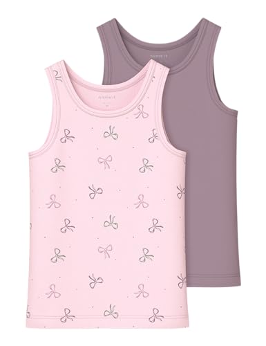 Name IT Mädchen Nmftank Top 2P Barely Pink Bow Noos, Barely Pink, Numeric 110 EU von NAME IT