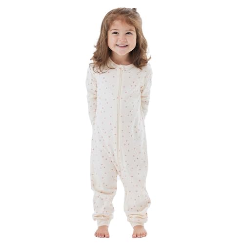 NAME IT Baby - Mädchen Nbfnightsuit Zip Buttercream Hearts Noos Schlafstrampler, Buttercream, 80 EU von NAME IT