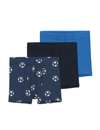 NAME IT Jungen Nmmtights 3p Dark Denim Football Noos Boxershorts, Dark Denim, 104 EU von NAME IT