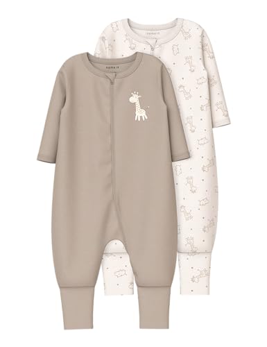 Name IT Unisex Nbnnightsuit 2P Zip Ff Jet Giraffe Noos, Jet Stream, 74 EU von NAME IT