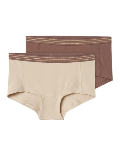 NAME IT Mädchen Nkfhipster 2p Peyote Noos Boxershorts, Braun, 146-152 EU von NAME IT