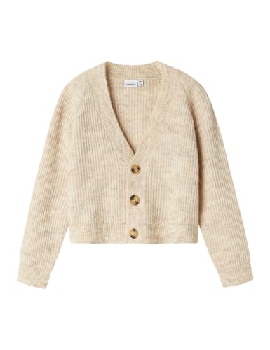 NAME IT Mädchen Nkfholly Boxy Short Knit Card Noos Strickjacke, Pure Cashmere, 122-128 EU von NAME IT