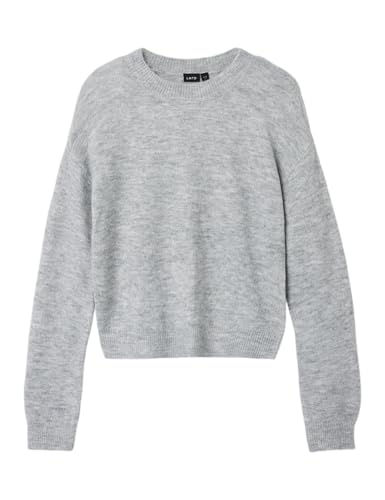 NAME IT Mädchen Nlflodet Short Knit Noos Strickpullover, Light Grey Melange/Detail:14-0405, 158-164 EU von NAME IT