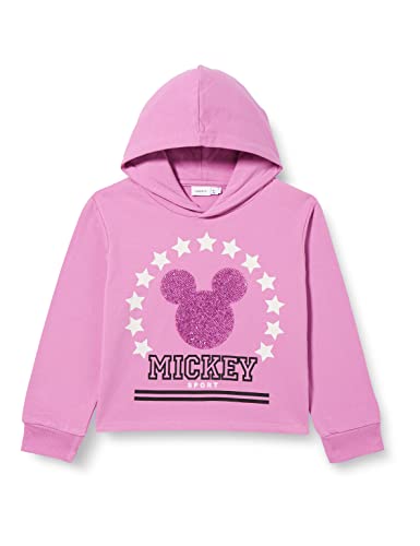 Name It Mädchen NKFAX Mickey Loose Sweat W Hood BRU WDI Kapuzenpullover, Smoky Grape, 122/128 von NAME IT