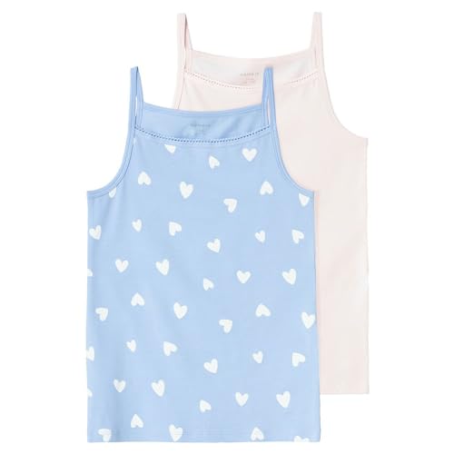 NAME IT Mädchen Nkfstrap Top 2p Serenity Heart Noos Unterhemd, Serenity, 116 EU von NAME IT