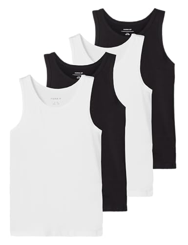 Name it kids Jungen Black Nkmtank Top 4P White Solid, Numeric_110 von NAME IT