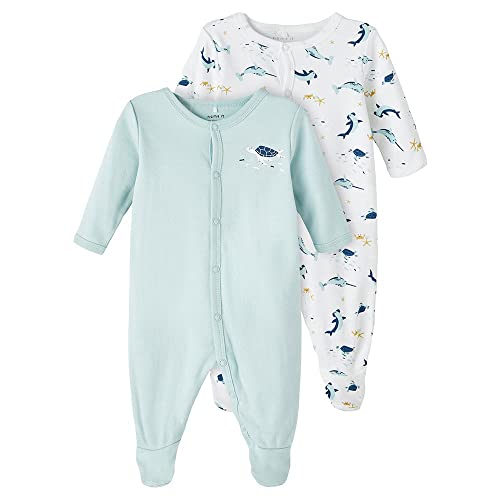 NAME IT Baby Boys NBMNIGHTSUIT 2P W/F Undersea NOOS Schlafstrampler, Blue Haze, 80 von NAME IT