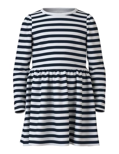 NAME IT Mädchen Nmfvivia Dress Noos Kleid, Bright White/AOP:Stripes In Dark Sap, 104 EU von NAME IT