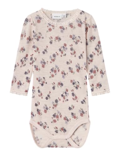 NAME IT Baby-Mädchen NBFWANG Wool Needle LS Body NOOS Langarmbody, Rosa, 74 von NAME IT