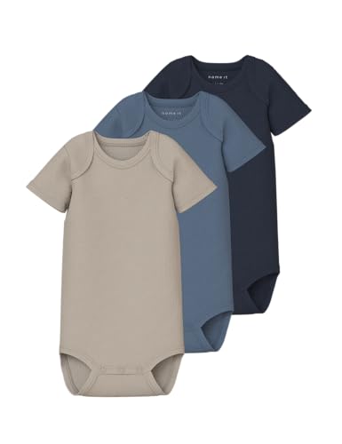 Name it baby Unisex Nbnbody 3P Ss Solid Rib Noos, China Blue, Numeric_62 (3er Pack) von NAME IT