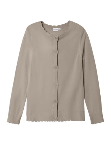 NAME IT Mädchen NKFVAMONE LS Knit Card K NOOS Strickjacke, Beige, 122/128 cm von NAME IT