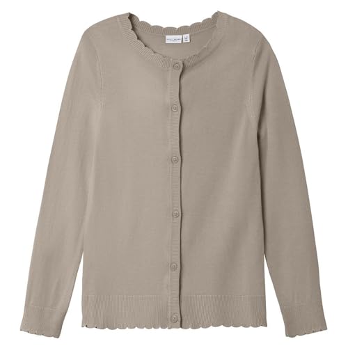 NAME IT Mädchen NKFVAMONE LS Knit Card K NOOS Strickjacke, Beige, 158/164 cm von NAME IT