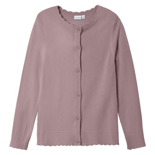 NAME IT Mädchen Nkfvamone Ls Knit Card Noos Strickjacke, Lila, 134-140 EU von NAME IT