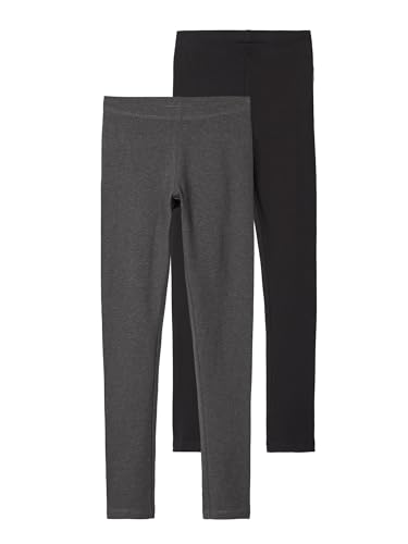NAME IT Mädchen Nkfvivian 2p Noos Leggings, Dark Grey Melange, 86-92 EU von NAME IT