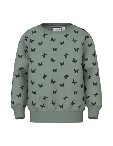 NAME IT Mädchen Nmfdavina Ls Fleece Bru Noos Sweatshirt, Lily Pad/AOP:Butterfly, 92 EU von NAME IT