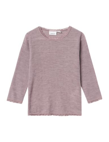 NAME IT Mädchen Nmfwang Wool Needle Top Solid Noos Langarmshirt, Lila, 86 EU von NAME IT
