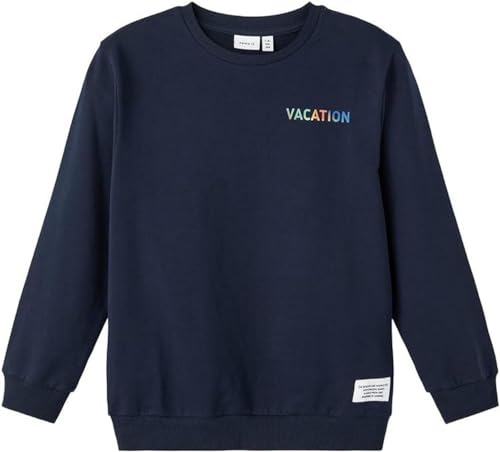 name it Boy's NKMFASUNE LS Loose Sweat UNB Sweatshirt, Dark Sapphire, 116 von NAME IT