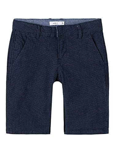 name it Boy's NKMRYAN REG TWI Long 7415-BA F Shorts, Dark Sapphire/Detail:Bright White DOTS, 128 von NAME IT