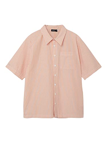 name it Boy's NLMFALTHE SS Shirt Hemd, Papaya/Stripes:Stripes, 170/176 von NAME IT