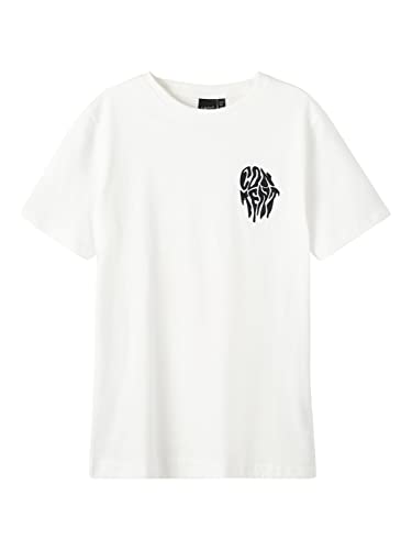 name it Boy's NLMFELTING SS L Top, White Alyssum/Print:Back Print, 134/140 von NAME IT