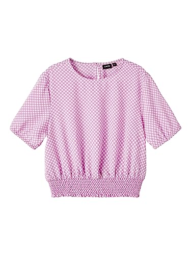 name it Girl's NLFECKALI SS Crop TOP T-Shirt, Lilac Chiffon/Checks:Checks, 158/164 von NAME IT