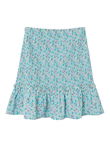 name it Girl's NLFECKALI Skirt Rock, Iced Aqua/AOP:Flowerprint, 140 von NAME IT