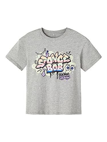 name it Unisex NKNFYF Spongebob SS Boxy CPLG Top, Grey Melange, 116 von NAME IT