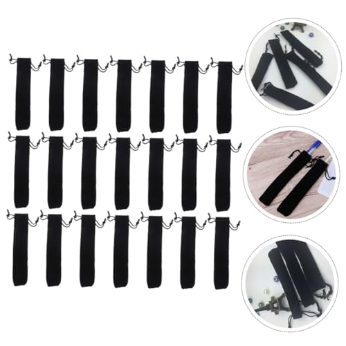 NAMOARLY 100 Stück Samt Stiftebeutel mit Kordelzug Schwarz Tragbare Federtasche für Kugelschreiber Bleistifte Schreibwaren Geschenkbeutel von NAMOARLY