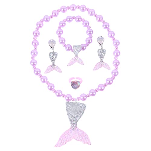 NAMOARLY Meerjungfrau Perlen Set Für Junge Mädchen Mit Armband Und Halskette Perlenschmuck Inklusive Ohrringen Und Ring Für Mädchen Kreatives Für Fest Oder Party von NAMOARLY