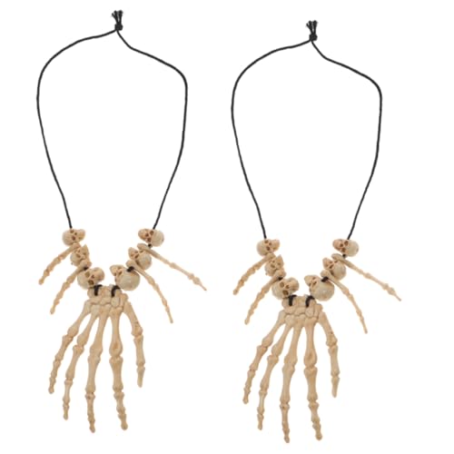 NAMOARLY 2 Stück Halloween Halskette Teiliges Resin Schädel Anhänger Robustes Skelett Schlüsselbein Schmuck Unisex für Kostüme Partys Alltag von NAMOARLY