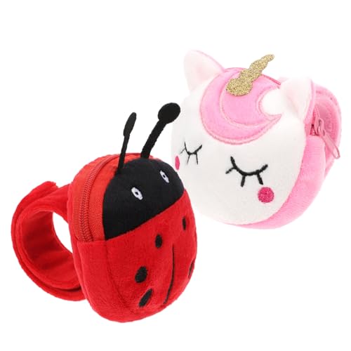 NAMOARLY 2 Stück Slap Bracelet mit Niedlicher Tiermotiv geldbörse Weiß Marienkäfer Tragbares Armband für Kleinkinder Praktische Münztasche Leicht und Vielseitig für Dschungelpartys von NAMOARLY