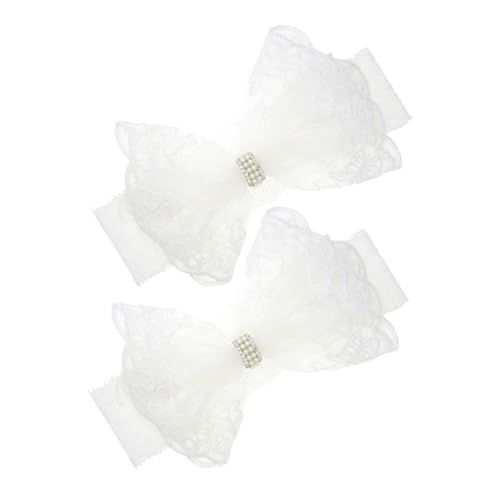 NAMOARLY 2 Stück Spitzen Stirnbänder mit Schleifen für Junge Mädchen und Kleinkinder Weiche Elastische Kopfbedeckung Komfortabel Sitzende Haarschleifen für Fotoshootings und Besondere von NAMOARLY