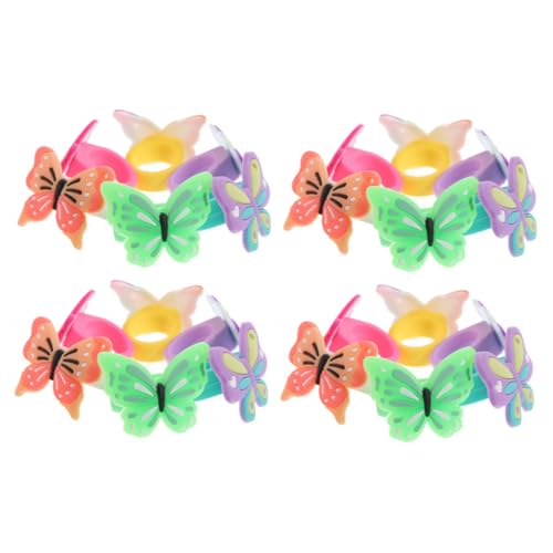 NAMOARLY 24 Stück Teiliges Mädchen Schmetterling Ringe Bunte Kinderschmuck Ringe Leicht und Bequem Farblich Beständig Verstellbar für Kinderparty und Geburtstagsfeier Accessoires von NAMOARLY