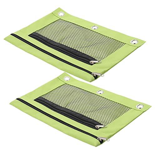 NAMOARLY 2St Binder Federmäppchen Griffe Federmäppchen mit 3 Ringen aufbewahrungssack Storage Pockets Federtasche mit großem Fassungsvermögen großer Bleistiftbehälter Oxford-Stoff Green von NAMOARLY